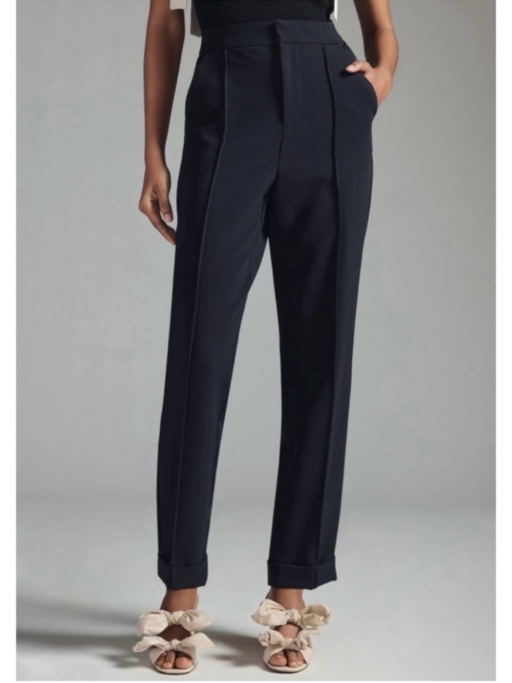 Anthropologie Black Pleated Trouser Pants Size US 0